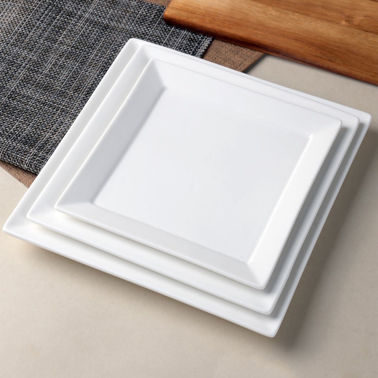 Pearl White Dessert Plates – 7 Inch Square, Premium Porcelain