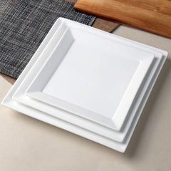Pearl White Salad Plates – 9 Inch Square, Premium Porcelain