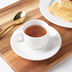 Tea Cup with Saucer 3 oz – Pearl White Premium Porcelain
