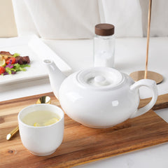 32oz Porcelain Teapot with Lid – Elegant Round Shape Design for Tea, Coffee